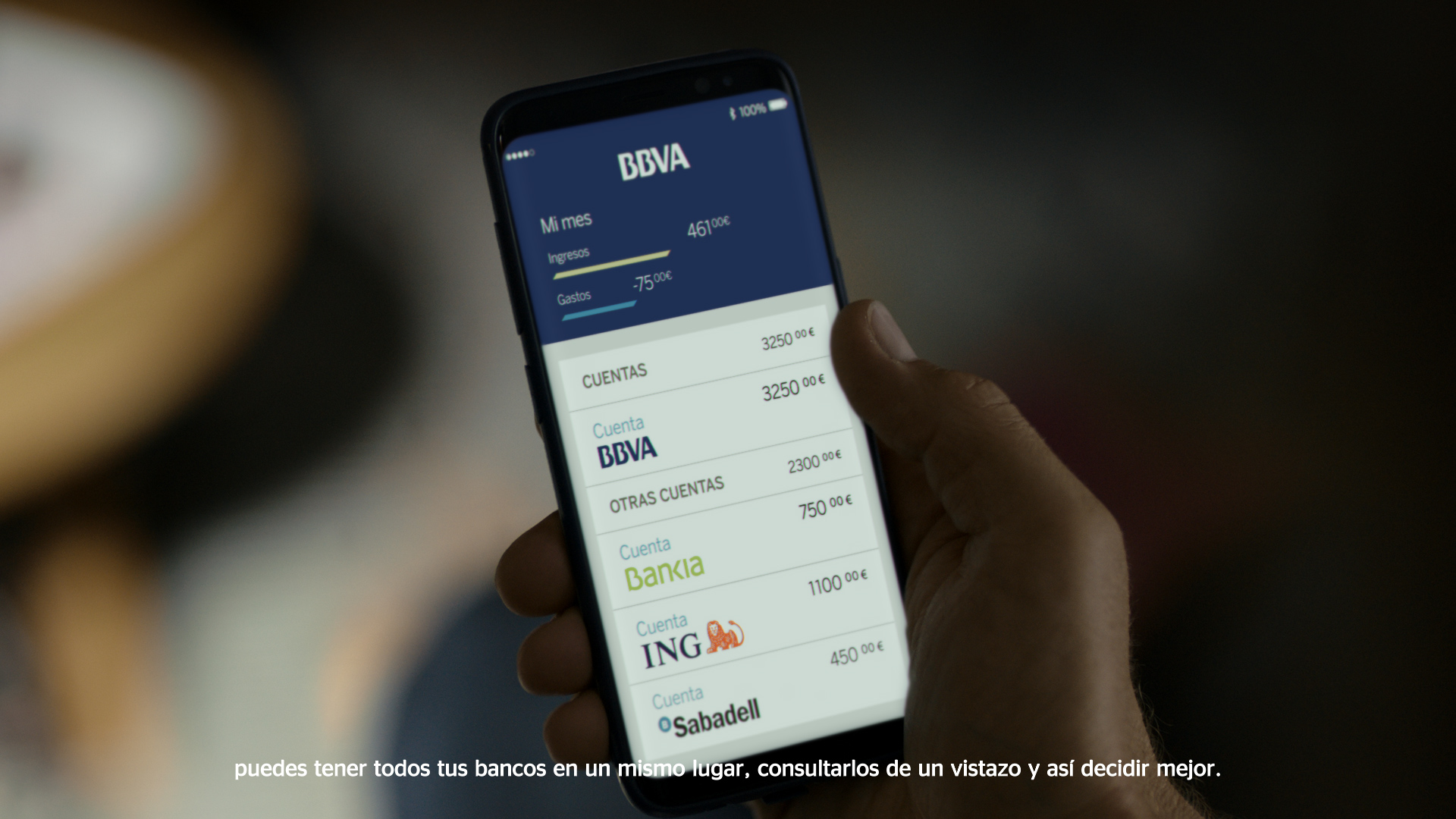 Imagen de una app de BBVA  para realizar gestiones bancarias 