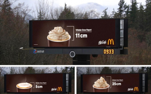 McDonald’s instala en Canadá una valla que ofrece información sobre las nevadas McDonald’s instala en Canadá una valla que ofrece información sobre las nevadas