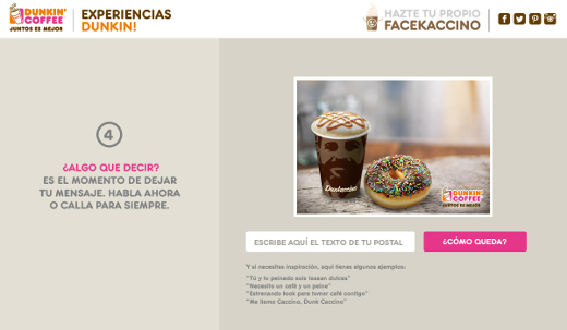 Dunkin’ Coffee lanza un juego interactivo, que permite personalizar los vasos Dunkin’ Coffee lanza un juego interactivo, que permite personalizar los vasos