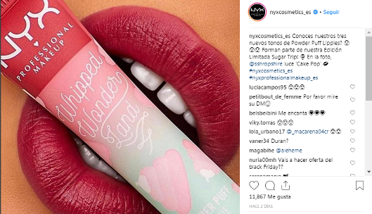 Instagram de la marca Nyx