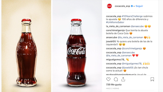 Coca-Cola participa en el #10yearschallenge