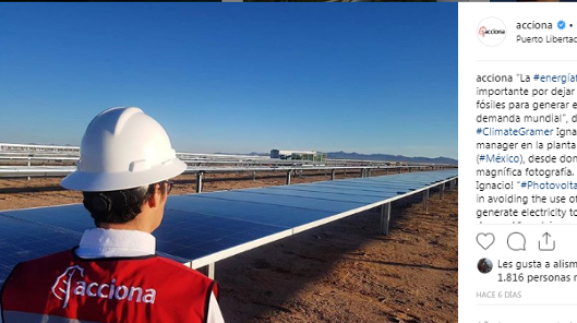 La cuenta de Acciona en Instagram tiene 82.000 seguidores La cuenta de Acciona en Instagram tiene 82.000 seguidores
