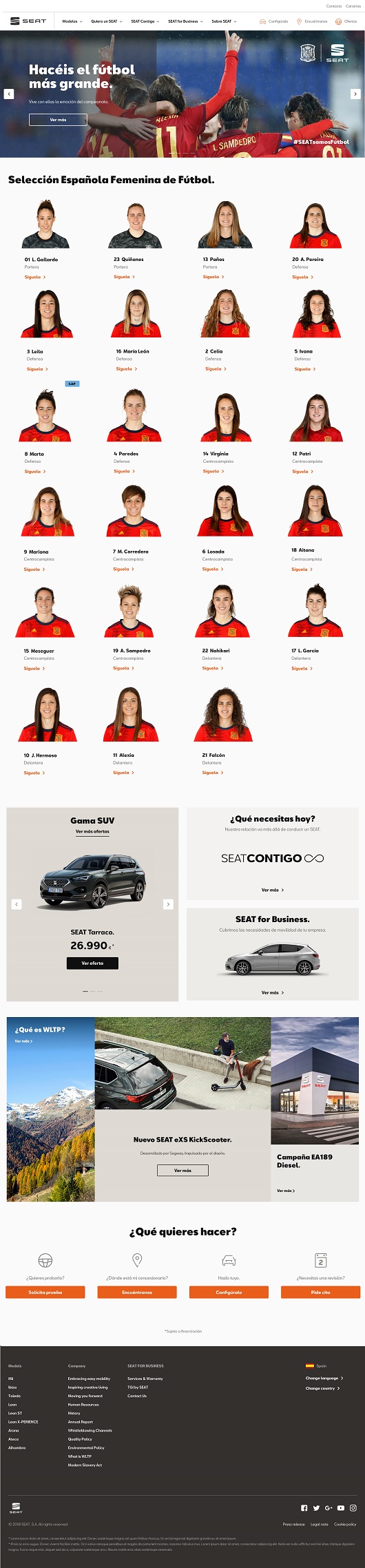 La web de Seat el pasado sábado La web de Seat el pasado sábado