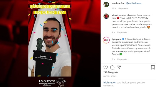 Es el quinto año que LG patrocina los premios Goya