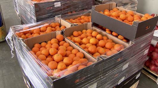 Uno de los alimentos que ha donado la compañía son naranjas