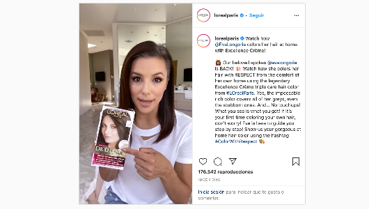 Eva Longoria, en el post subido a Instagram por la marca