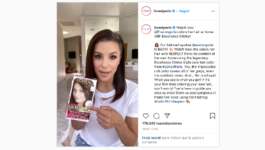 Eva Longoria, en el post subido a Instagram por la marca Eva Longoria, en el post subido a Instagram por la marca
