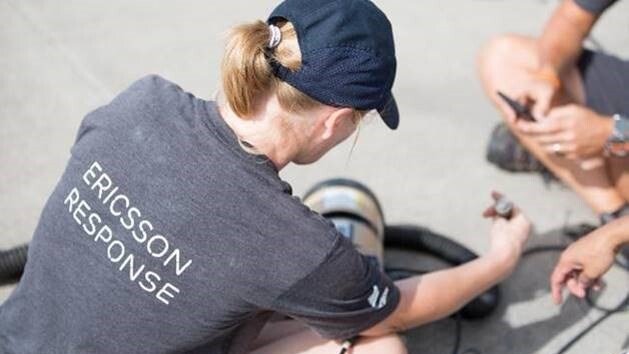 Una voluntaria de Ericsson Response