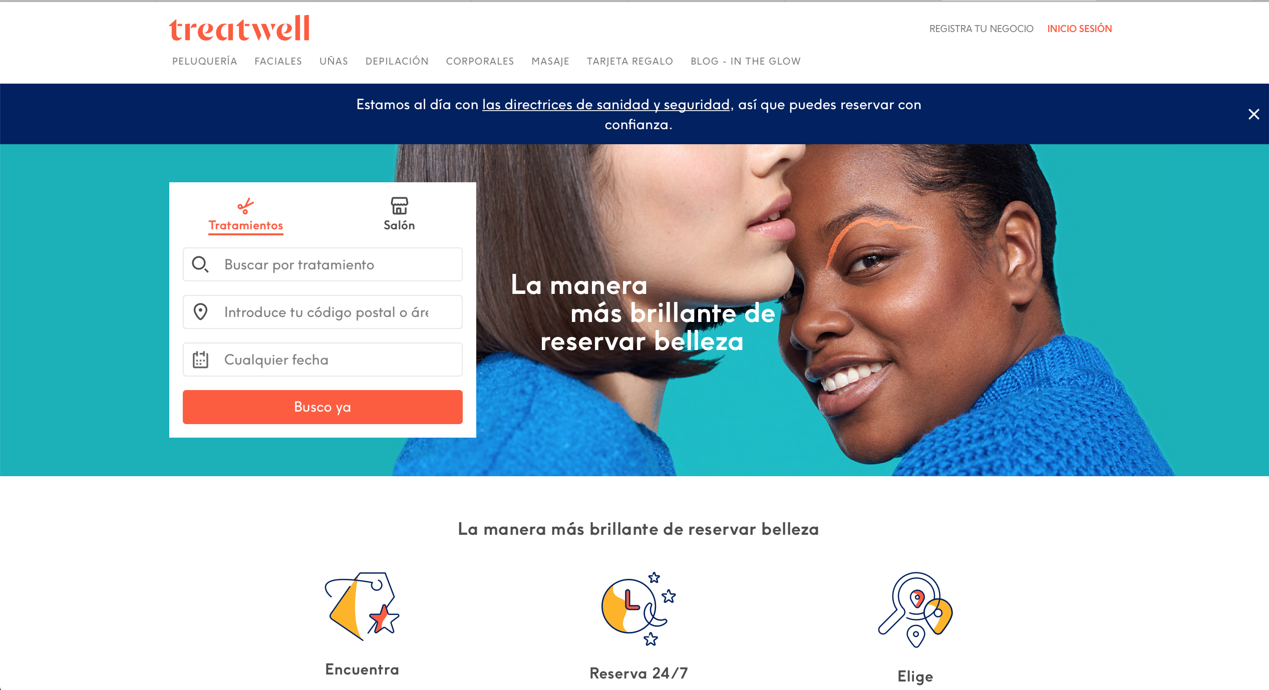 Imagen de la home de Treatwell Imagen de la home de Treatwell