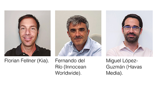 Florian Fellner (Kia), Fernando del Río (Innocean Worldwide) y Miguel López-Guzmán Florian Fellner (Kia), Fernando del Río (Innocean Worldwide) y Miguel López-Guzmán