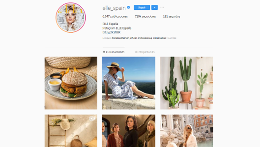 Perfil en Instagram de la revista "Elle" Perfil en Instagram de la revista "Elle"